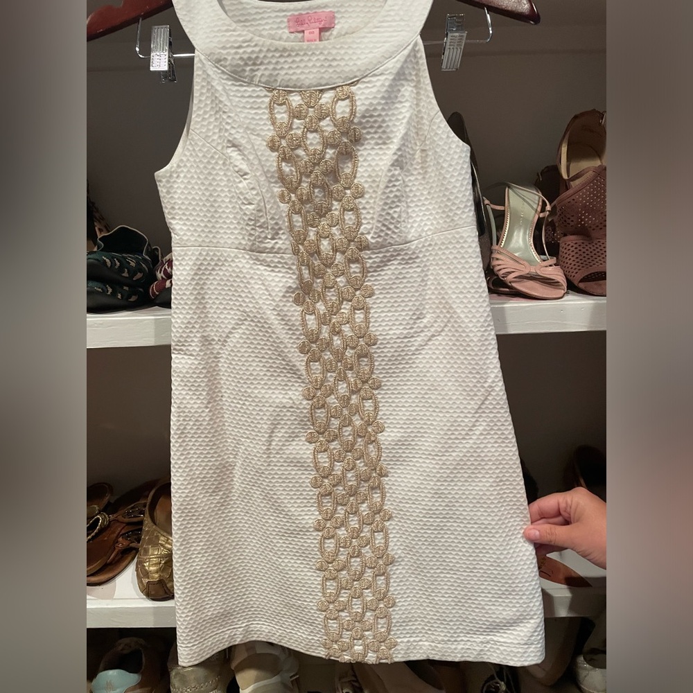 Lilly Pulitzer Whote and Gold dress size:00